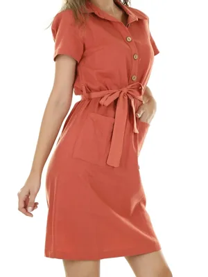 Vestido camisero de lino